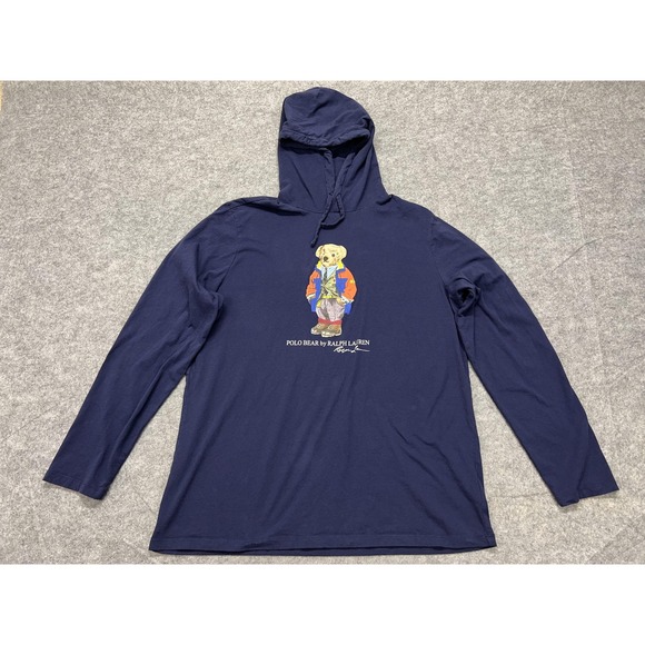 Polo Ralph Lauren Other - Polo Ralph Lauren Hoodie Shirt Mens XL Navy Blue Polo Bear Long Sleeve Pullover